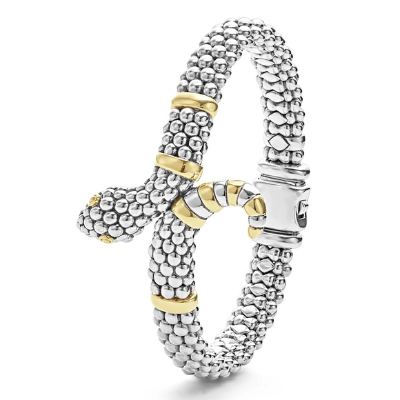 LAGOS Sterling Silver 18K Gold Rare Wonders 9MM Two Tone Snake Rope Bracelet 7.5 - Picture 3 of 12